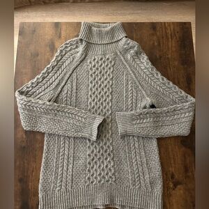 Vince Gray Cable Knit Turtleneck Sweater